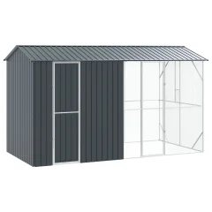 vidaXL Avijaž za ptice z razširitvijo antracitna 210x442x247 cm jeklo