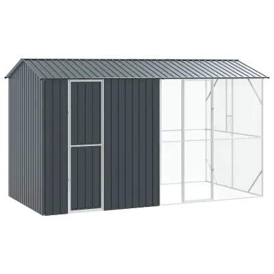 vidaXL Avijaž za ptice z razširitvijo antracitna 210x442x247 cm jeklo