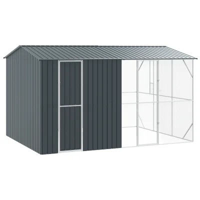 vidaXL ptica aviarnica z razširitvijo antracitne barve 310x442x247 cm iz jekla