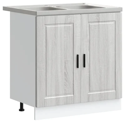 vidaXL Podstavek za umivalnik "Porto" z umivalnikom Siva Sonoma 80x46x84,5 cm Inženirski les