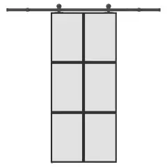 vidaXL Drsna vrata z opremo 90x205 cm kaljeno steklo in aluminij
