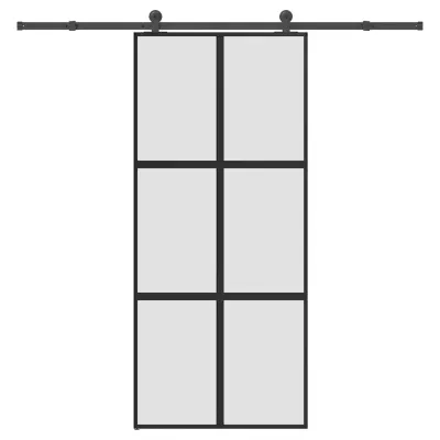 vidaXL Drsna vrata z opremo 90x205 cm kaljeno steklo in aluminij