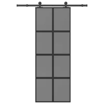 vidaXL Drsna vrata z opremo 76x205 cm kaljeno steklo in aluminij