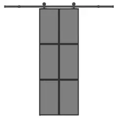 vidaXL Drsna vrata z opremo 76x205 cm kaljeno steklo in aluminij