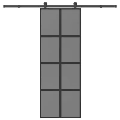 vidaXL Drsna vrata z opremo 76x205 cm kaljeno steklo in aluminij