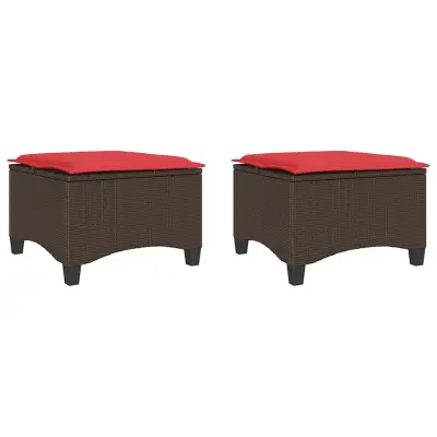 vidaXL Vrtni stolčki z blazinami 2 kosa Brown 55x55x36 cm Poly Rattan