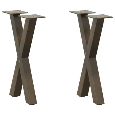 vidaXL Noge za klubsko mizico v obliki črke X, 2 kosa, naravno jeklo, 38 x (42-43) cm, jeklo