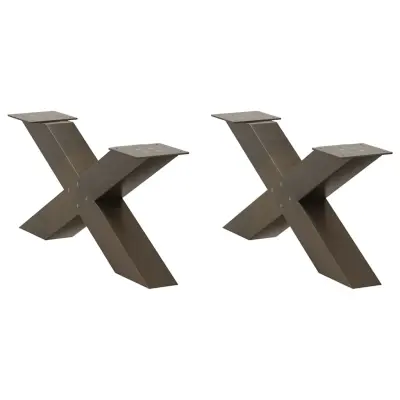 vidaXL Noge za klubsko mizico v obliki črke X, 2 kosa, naravno jeklo, 70 x (30-31) cm, jeklo