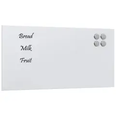 vidaXL Stenska magnetna tabla bela 80x40 cm kaljeno steklo