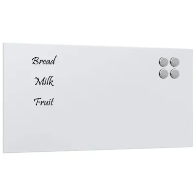 vidaXL Stenska magnetna tabla bela 80x40 cm kaljeno steklo
