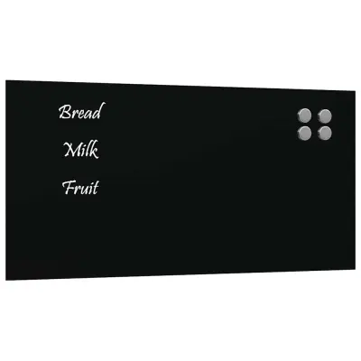 vidaXL Stenska magnetna tabla črna 60x30 cm kaljeno steklo