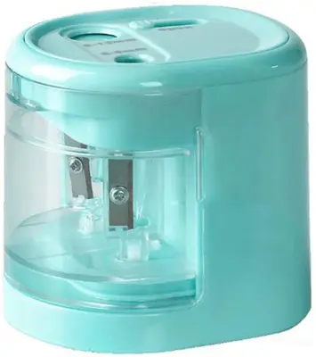 Električni šilček za svinčnike z dvojno luknjo (6-12 mm, USB/baterija, moder)