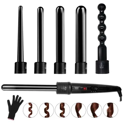 Set keramičnih palic za kodranje 6 v 1 z rokavicami