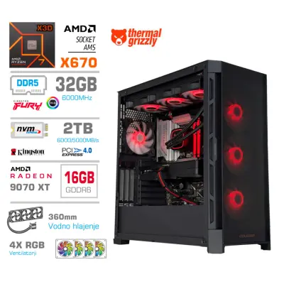 Računalnik MEGA TWR S11 R7-7800X3D/RX9070 XT/32GB-DDR5/2TB-4.0/1050W/Brez OS/črna RGB