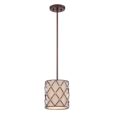 Elstead Brown Lattice 1 mini viseča svetilka za strop, bakreno rjava, mrežasta, E27