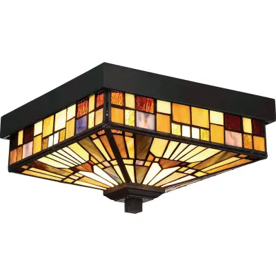 Elstead Inglenook Outdoor Zunanja vgradna svetilka Tiffany z 2 lučema - bronasta površina, E27
