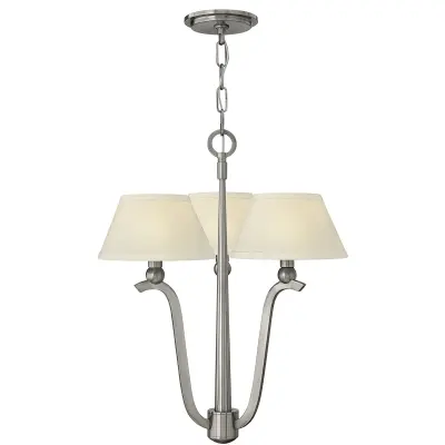 Elstead Hinkley Whitney (Hk) Viseča svetilka s 3 kraki in senčnikom, 3x E14, brušen nikelj