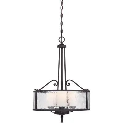 Elstead Viseča svetilka s 3 lučmi, temna češnja, E27