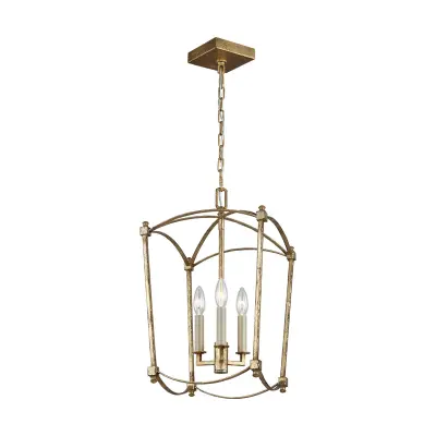 Quintiesse Feiss Thayer Viseča stropna svetilka Lanterns Antique Gold