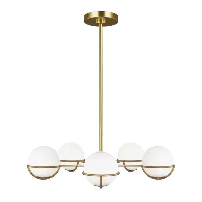 Elstead Apollo Obesek s 5 svetlobnimi kroglami, polirana medenina, G9