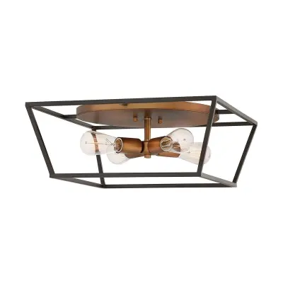 Elstead Hinkley Fulton Večkraka delno vgradna stropna svetilka, bronasta, z medeninastimi poudarki Heirloom