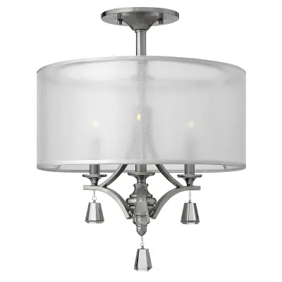 Elstead Mime Stropna svetilka s 3 lučmi, pol-vgradna, brušen nikelj, E14