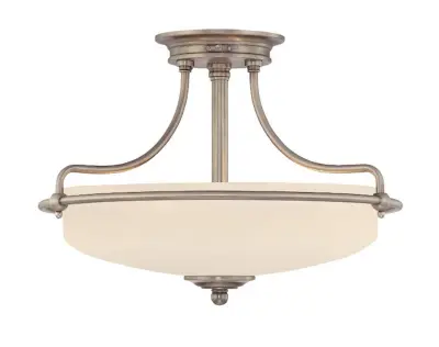 Elstead Griffin Stropna svetilka s 3 lučmi, pol-vgradna, antični nikelj, E27