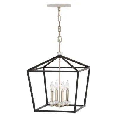 Quintiesse Hinkley Stinson Viseča stropna svetilka Lanterns črna s poliranim nikljem