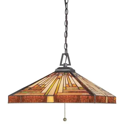 Elstead Stephen Stropna svetilka Tiffany s 3 lučmi, vintage bronasta, E27