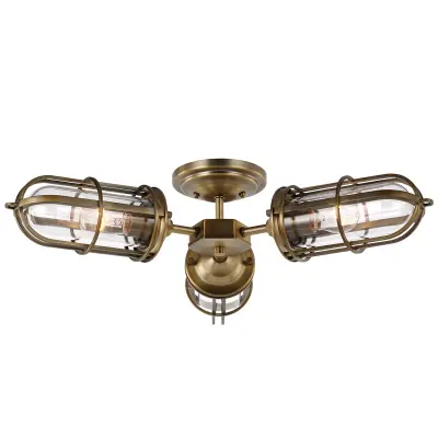 Urban Restoration Feiss 3 Light Semi Flush Dark Antique Brass IP44