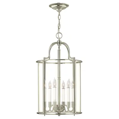 Elstead Gentry Velika viseča svetilka s 6 svečami - polirani nikelj