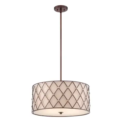 Elstead Brown Lattice 4 velike stropne viseče svetilke, bakreno rjave barve, rešetkaste, E27
