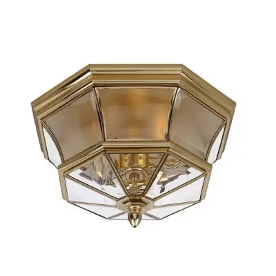 Elstead Newbury Zunanja stropna svetilka s 3 lučmi, polirana medenina, IP44, E14