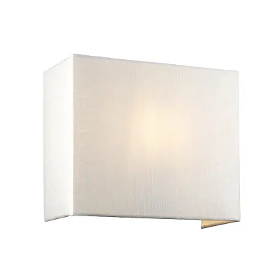 Elstead Lightbox Stenska svetilka Riley srednje velikosti, kvadratna, z medeninastim senčnikom iz umetne svile v slonokoščeni barvi