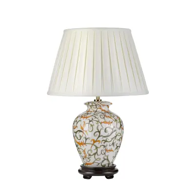 Elstead Lightbox Namizna svetilka Soling Cream Oriental Keramična Vaza, Slonokoščeni bombažni senčnik