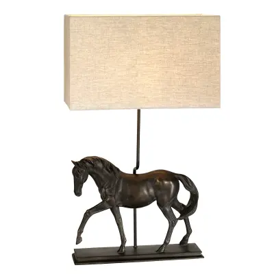 Elstead Lightbox Namizna svetilka Dorado Bronze Patina Velik konjski kipec, pravokotni senčnik