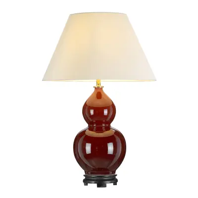 Elstead Lightbox Harbin Gourd keramična orientalska namizna svetilka z visokim Empirejem, volovska kri