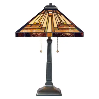 Elstead Stephen Namizna svetilka Tiffany z 2 lučkami, vintage bronasta, E27