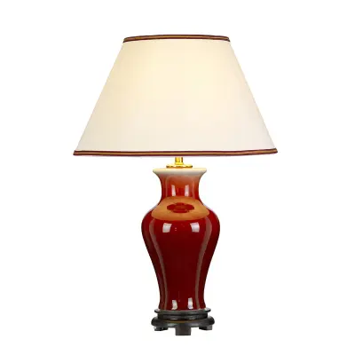 Elstead Lightbox Majin Tradicionalna namizna svetilka z 1 lučjo, Oxblood, z visokim senčnikom Empire