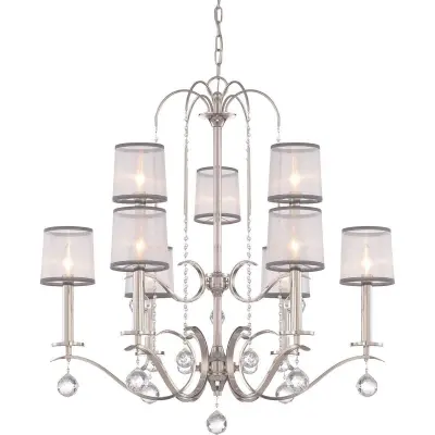 Elstead Whitney 9-kraki lestenec, srebrne barve, E14