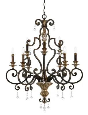 Elstead Marquette Lestenec z 9 lučmi, antično bronasta površina, E14