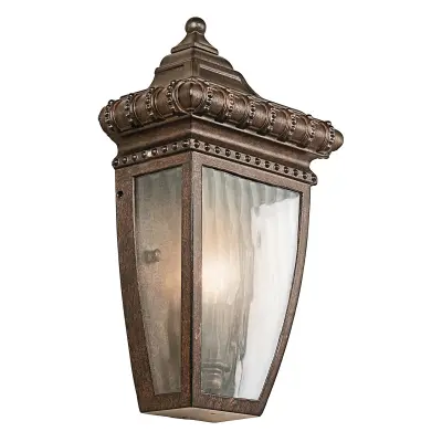 Elstead Venetian Rain Zunanja stenska svetilka z 1 lučjo, pol-lamper, brušen bron, IP44, E14