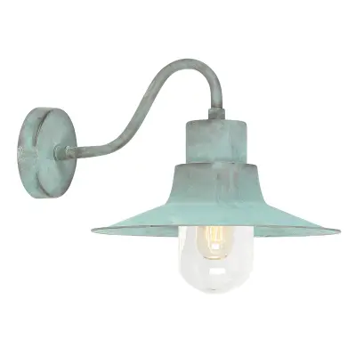 Elstead Sheldon Zunanja stenska svetilka Fisherman s kupolo, 1 luč, barva Verdigris, IP44, E27