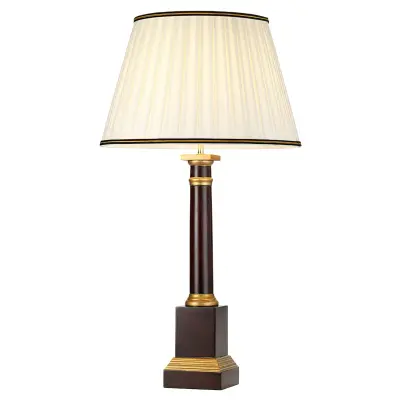 Elstead Lightbox Namizna svetilka Louviers z 1 lučjo, lesena, oxblood, z visokim bombažnim senčnikom Empire