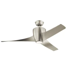 Elstead Kichler Phree Stropni ventilator s 3 lopaticami, 142 cm, LED lučka, brušen nikelj, daljinski upravljalnik
