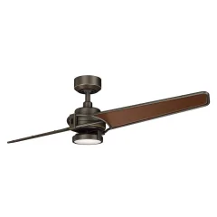 Elstead Kichler Xety Stropni ventilator z 2 lopaticama, 142 cm, LED lučjo, starinskim bronastim daljinskim upravljalnikom