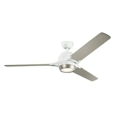Elstead Kichler Zeus Stropni ventilator s 3 lopaticami, 152 cm, LED lučka, brušen nikelj, daljinski upravljalnik