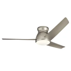 Elstead Kichler Eris Stropni ventilator s 3 lopaticami, 152 cm, LED lučkami, brušen nikelj, IP44, daljinski upravljalnik