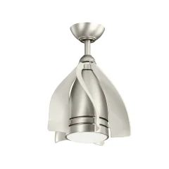 Elstead Kichler Terna Stropni ventilator s 5 lopaticami, 38 cm, LED lučko, brušen nikelj, daljinski upravljalnik