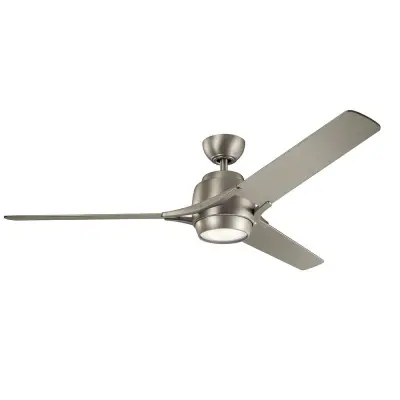 Elstead Kichler Zeus Stropni ventilator s 3 lopaticami, 152 cm, LED lučka, brušen nikelj, daljinski upravljalnik